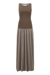 SWAYING 25 Early Autumn One-shoulder splicing bud vest dress SW-SW25PF2L02C2-ZONG Brown
